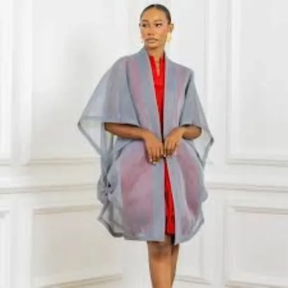 Blue Mesh Kimono Sleeves Flowy Stretch Boho Cover Up Womens One Size Aruba - Picture 8 of 9